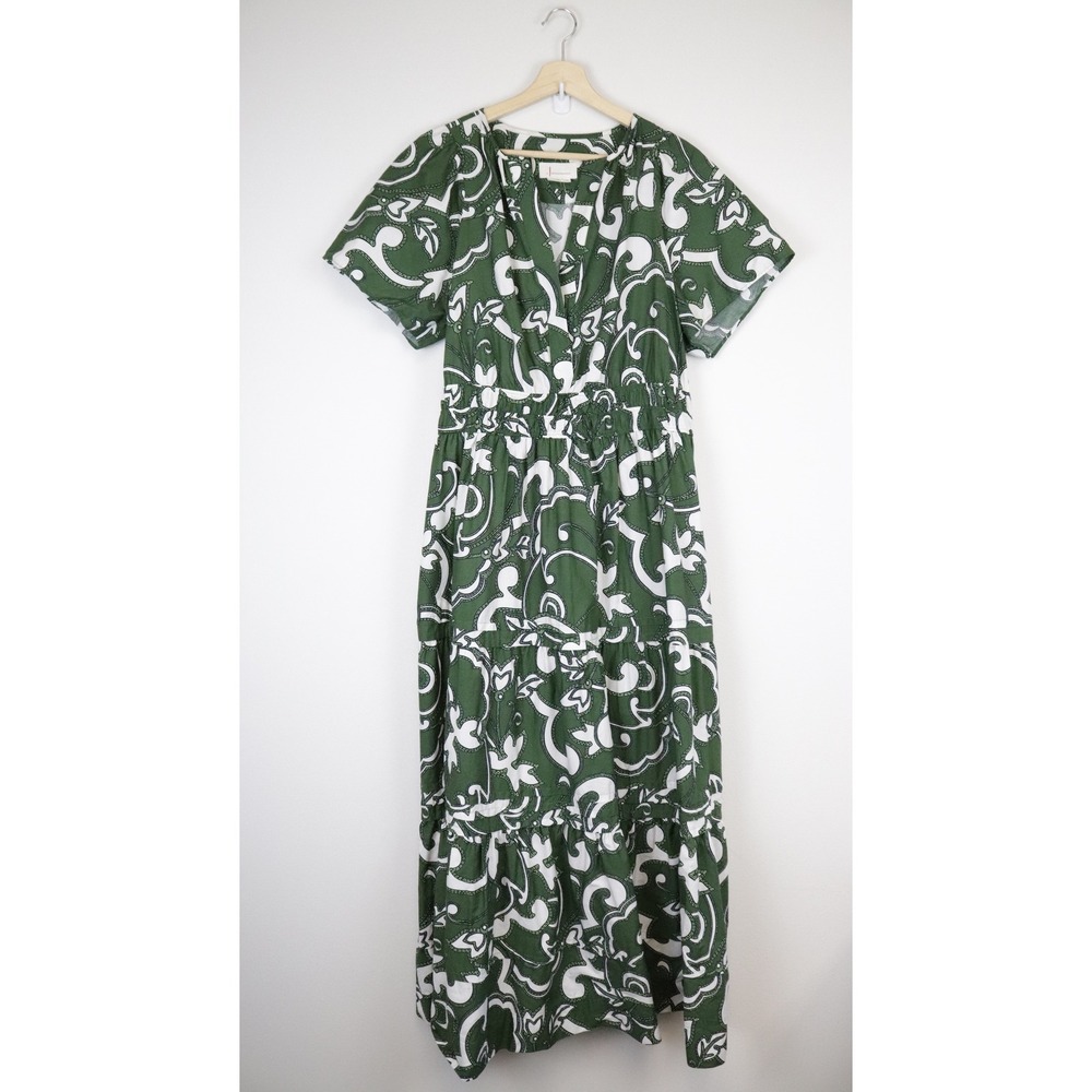Anthropologie Somerset Maxi Dress Hunter Dark Green Paisley 1X - Picture 2 of 12